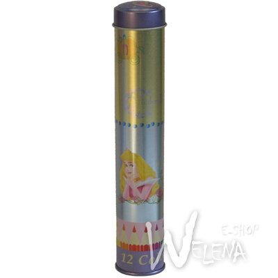 S-63556-PP - 12 KS PASTELEK V KOVOVÉM KULATÉM PENÁLU - DISNEY PRINCESS    