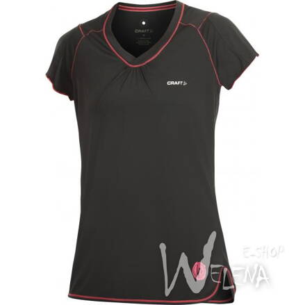 1901321-Triko CRAFT PR Femme Top - černá s růžovou/9444